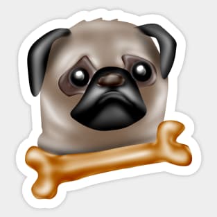 No Bones day for Pug Sticker